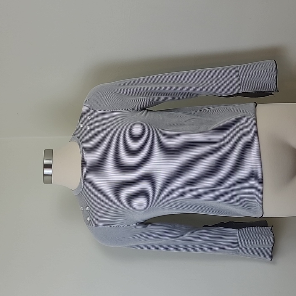 Urban Romantics Striped Pearl Detail Top Size Small